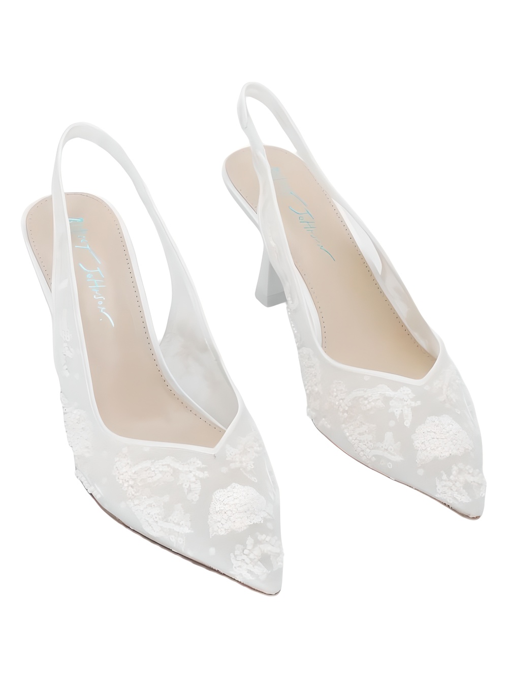 Betsey Johnson Nikki Ivory Embellished Lace Slingback Heel Size 8M